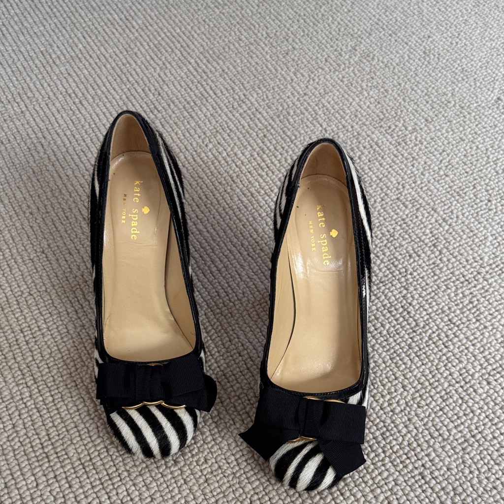 Kate Spade Zebra Print Heels With Black Bow